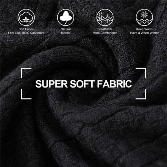 Women's Knitted Shawls Scarf Poncho Sweater Black2 - Picture 4 of 4